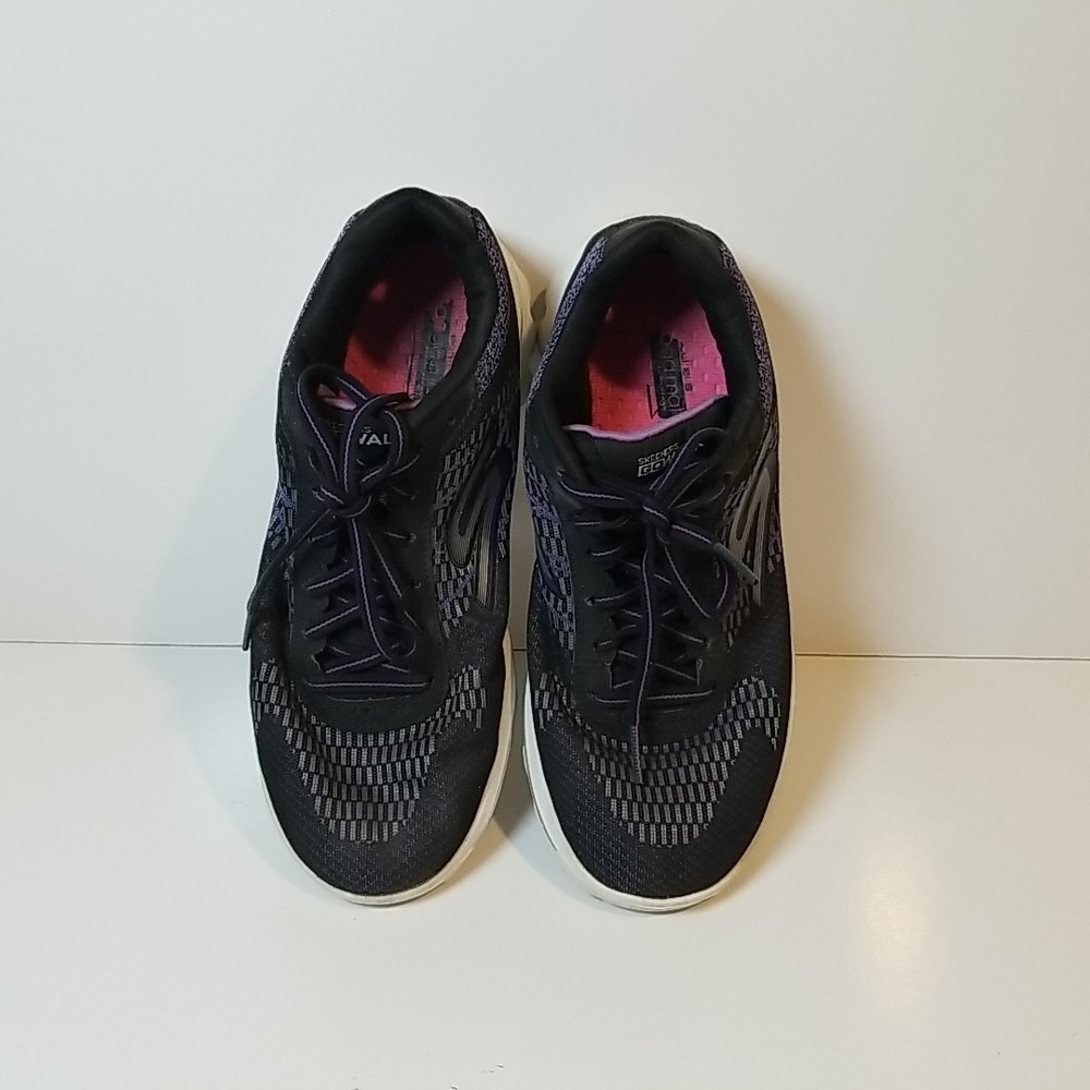 Skechers Go Walk Spark Purple, Black, Grey Sneaker Size 7 Air-Cooled Memory Foam